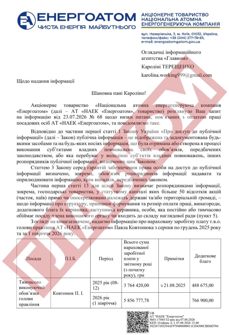 Рік на посаді: скільки заробляє керівник «Енергоатома», призначений після «Міндічгейту» фото 1