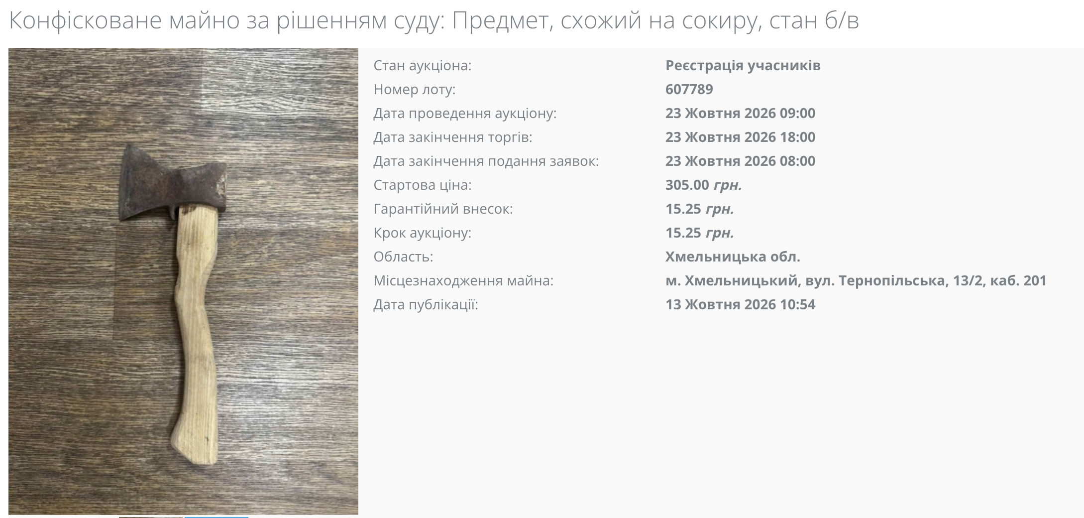 В Україні на державний аукціон виставлено незвичний лот за 305 грн (фото) фото 1