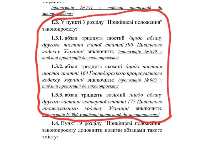 Уривок з проєкту Бюджету на 2026 рік. Червоним кольором виділені шкідливі правки