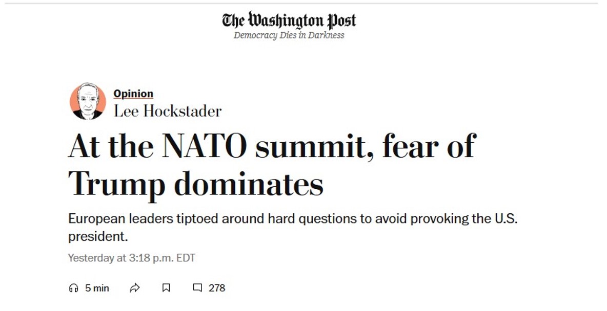 The Washington Post: «На саміті НАТО домінує страх перед Трампом»