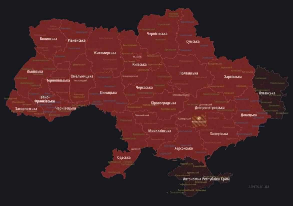 La menace d'une frappe de missile : une alerte aérienne à grande échelle en Ukraine (carte) photo 1