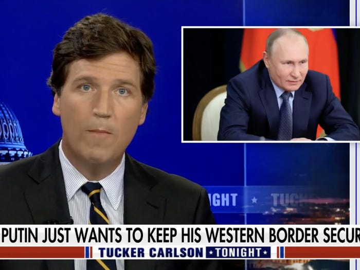 Ведущий Fox News Такер Карлсон часто транслирует пророссийские нарративы. Фокс Ньюс По-прежнему