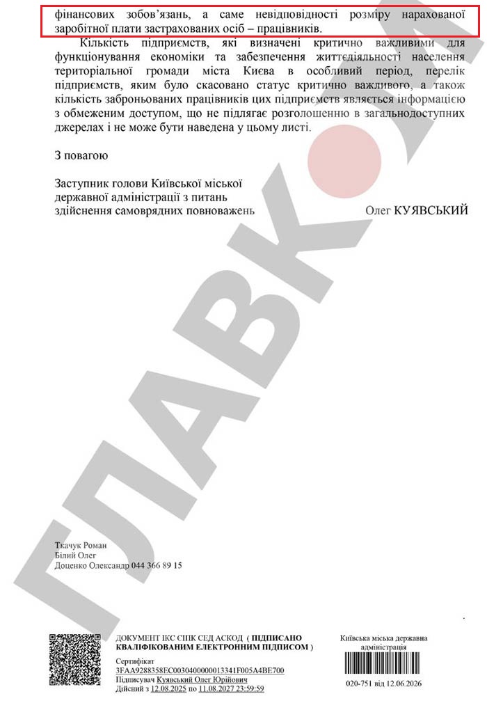 Протягом повномасштабного вторгнення у Києві лише шістьом компаніям було скасовано статус критично важливого для функціонування економіки