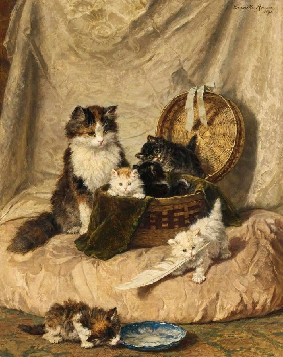 «Играющие котята». (1898). Холст, масло. 91 х 73 см. Автор: Генриетта Роннер-Книп