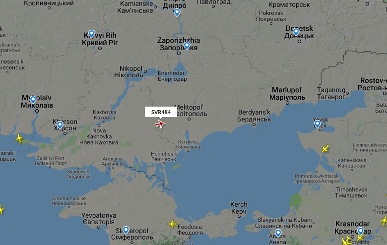 Позиція російського літака станом на 07:33