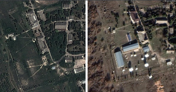 На правом снимке видно новую радиотехническую станцию, появилась вблизи Севастополя за последние четыре года