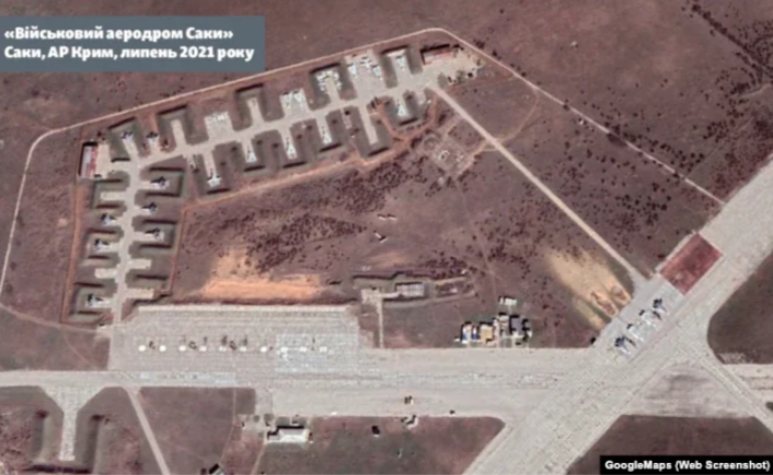 Военный аэродром Саки, АР Крым, июль 2021 года/Инфографика: GoogleMaps/Схемы