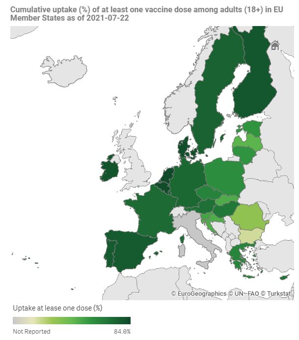 Темпы вакцинации в Европе
