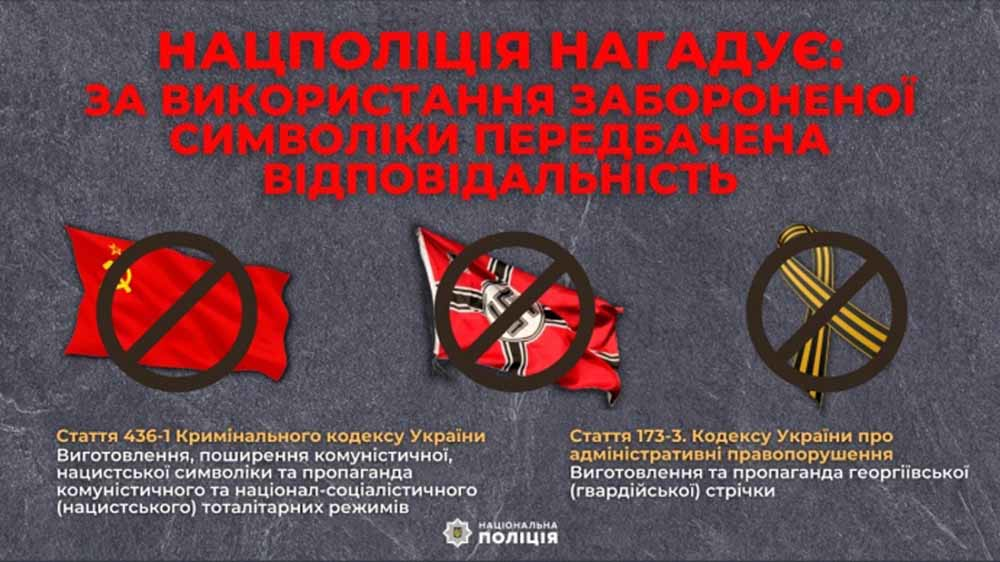 Національна поліція нагадує про відповідальність за використання комуністичних та нацистських символів
