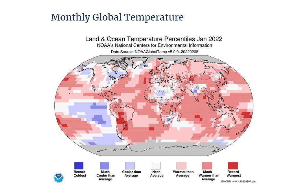 Місячна глобальна температура в січні-2022