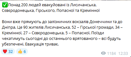 Очільник Луганщини відзвітував про евакуацію 14 квітня