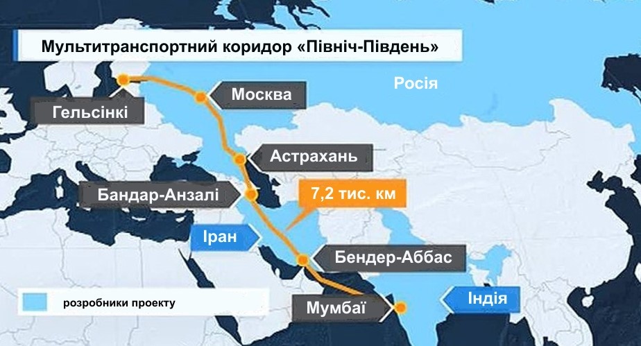 Індія намагається домовитися з Росією та Іраном, щодо використання їхнього мультитранспортного коридору Північ – Південь