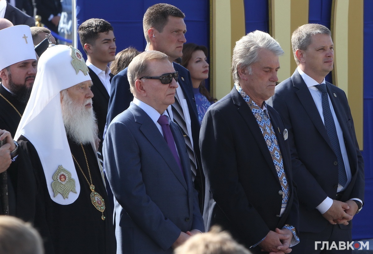 Святійший Патріарх Філарет, президенти Леонід Кучма та Віктор Ющенко