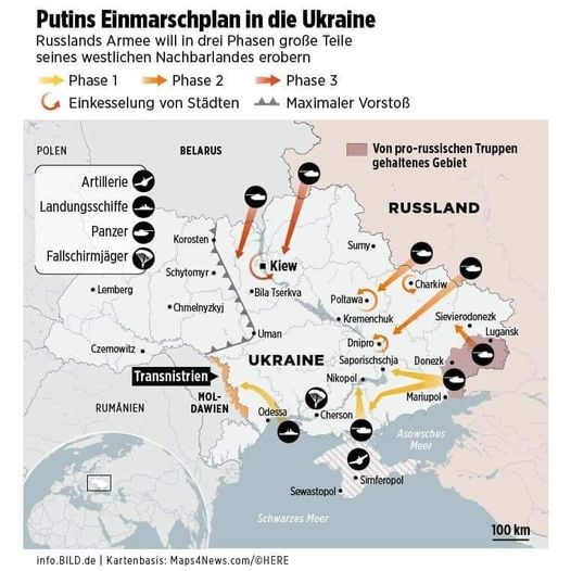 Карта можливого нападу Росії на Україну