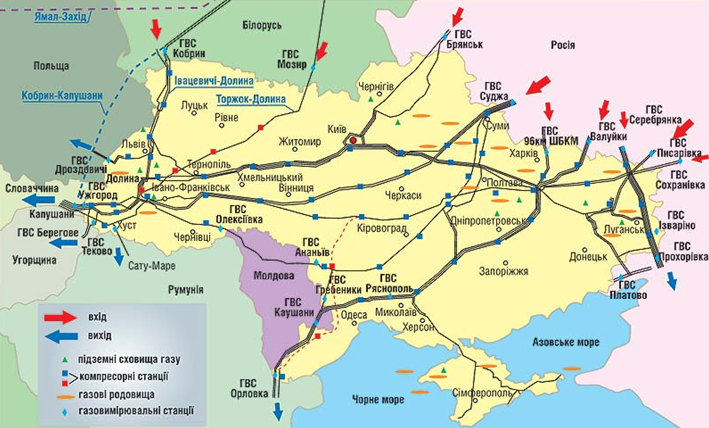 Українська газотранспортна мережа (джерело - Регіональна газова компанія)
