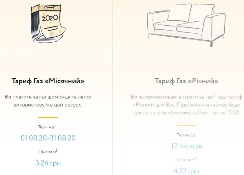 Тарифы на газ для населения от «Нафтогаза» gas.ua