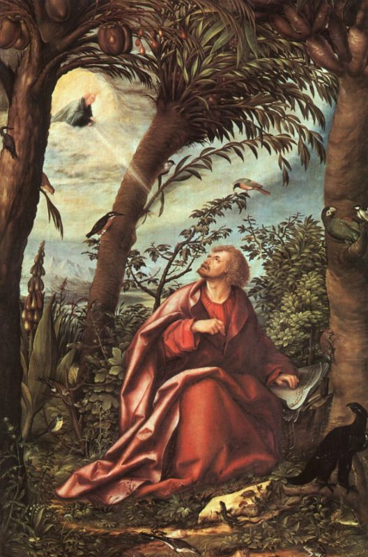 «Иоанн Богослов на острове Патмос». Ганс Бургкмайр Старший. Алтарь Иоанна. 1518