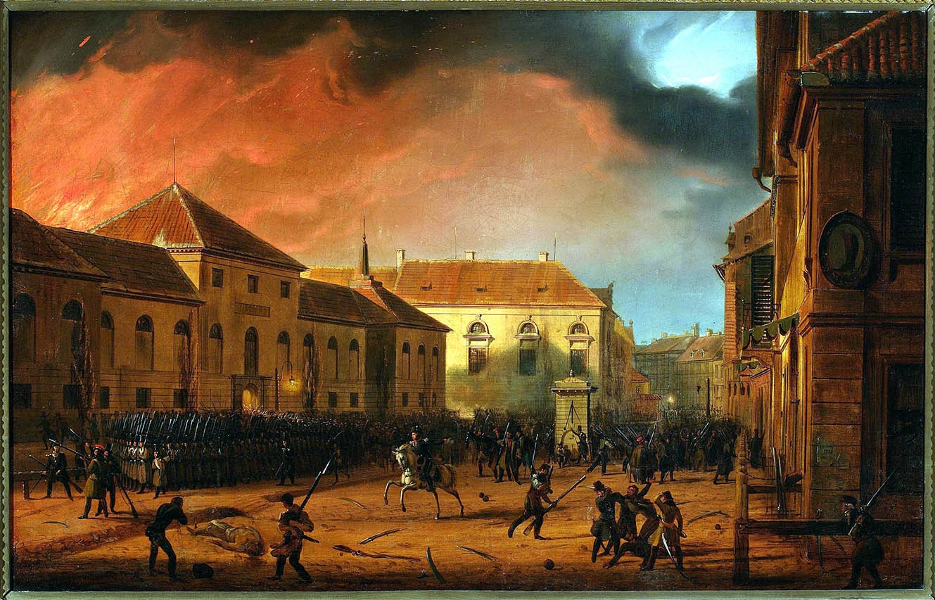 «Захоплення арсеналу» під час Листопадового повстання. Картина Марцина Залеського