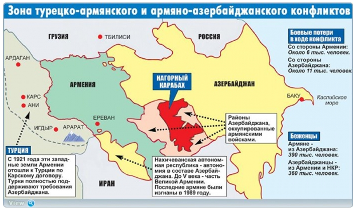 Карта карабаського конфлікту. Джерело - rubicon.org.ua