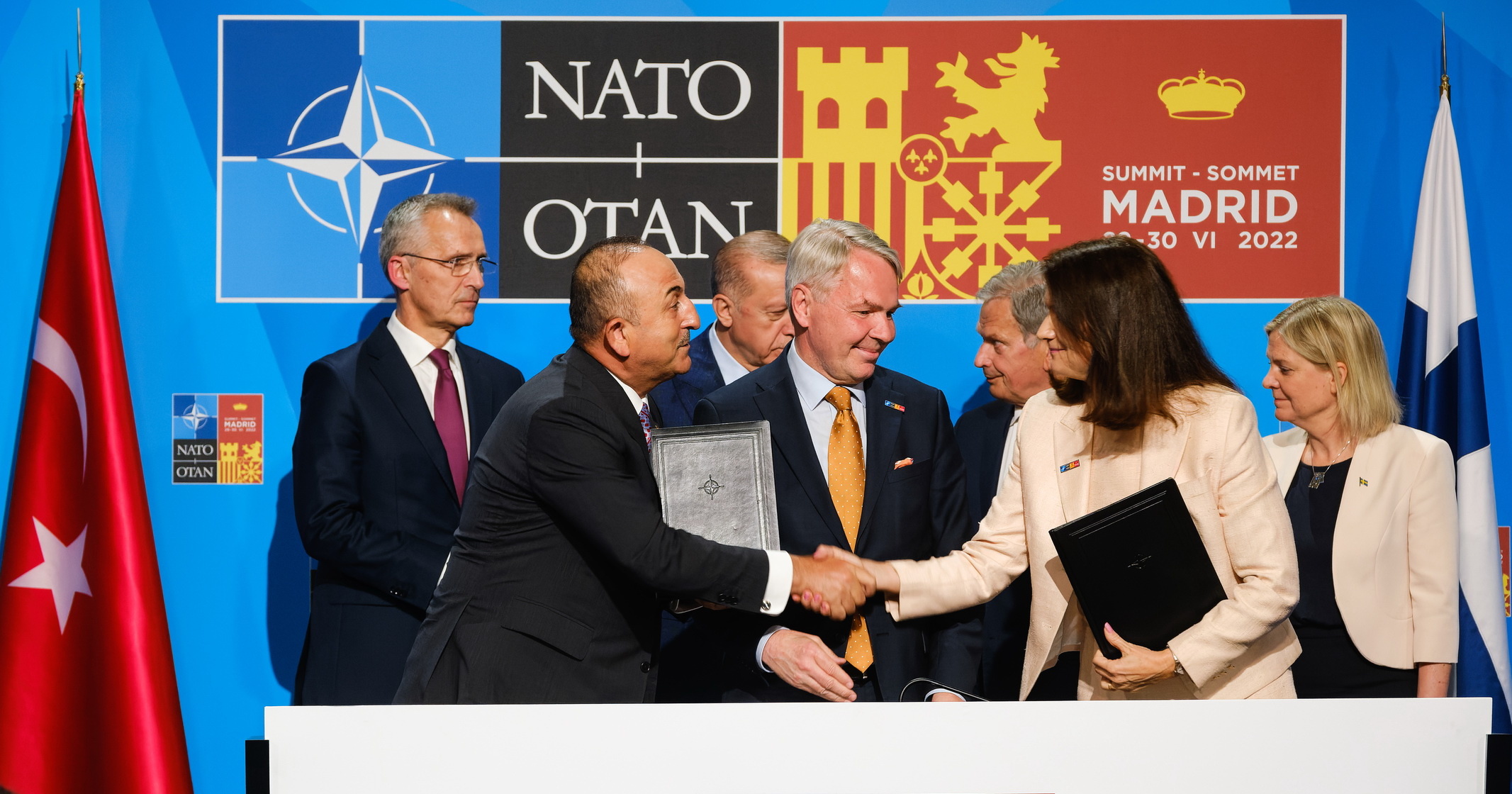 Зустріч лідерів Швеції, Фінляндії та Туреччини з генсеком НАТО в Мадриді перед початком саміту Альянсуфото: nato, twitter