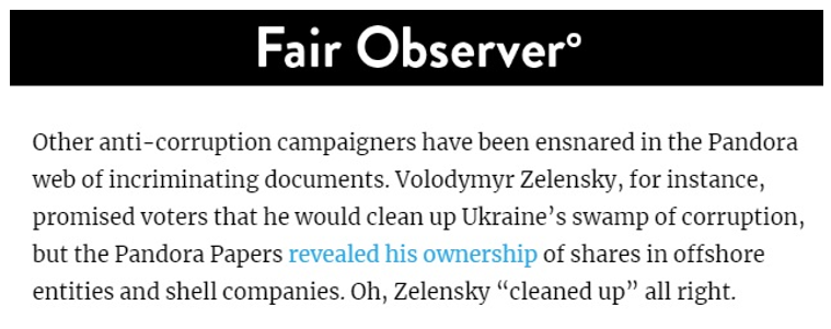Pandora Papers показують, що Зеленський та деякі його довірені особи використовували офшорні компанії