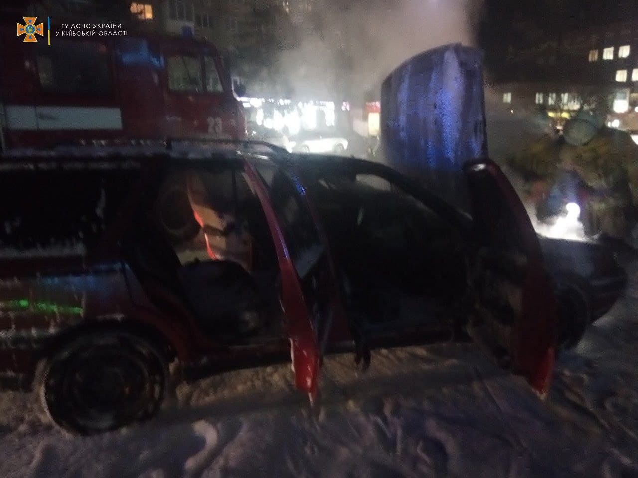 Вогнем знищено моторний відсік автомобіля та пошкоджено салон Фото: ДСНС