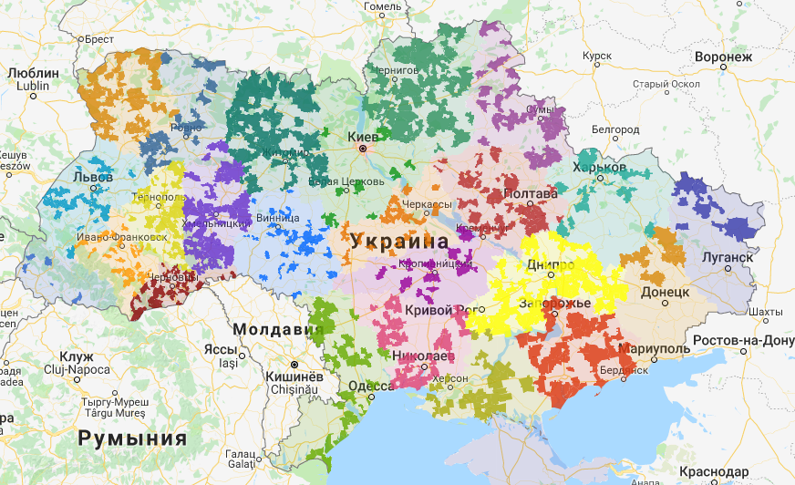Яскравіший колір на карті – території об’єднаних територіальних громад