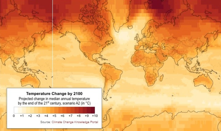 Прогноз підвищення середньої річної температури, якщо населення планети і економіка зростатимуть