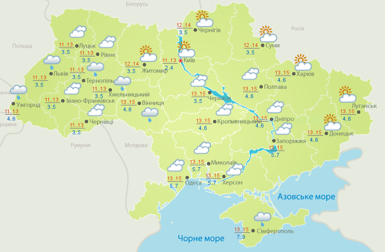 Прогноз погоди в Україні на 19 квітня