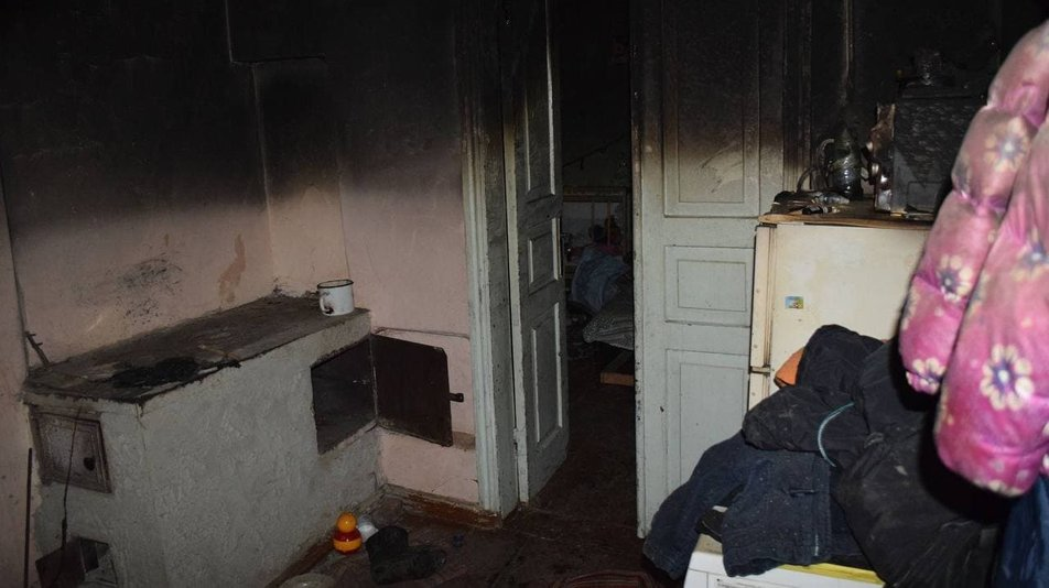Одна з кімнат після пожежі, фото: suspilne