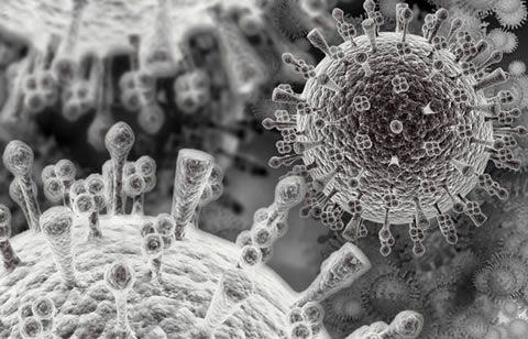 Вид под микроскопом вируса сезонного гриппа. 3D рендеринг