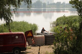 Гинуть риба, птахи та комахи. У Києві рятувальники очищають озеро, в яке після російської атаки потрапило паливо