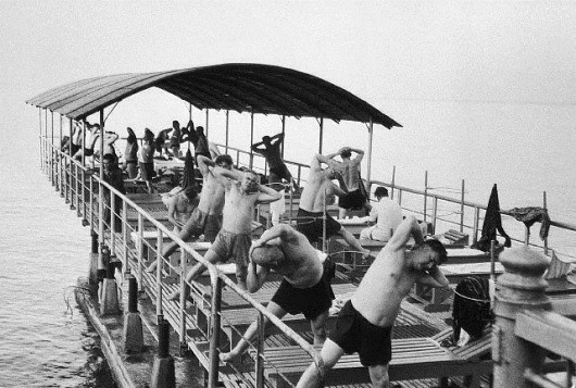 Сочи, утренняя гимнастика в санатории, 1957 год.